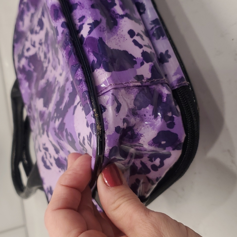 (1270) Betsy Johnson 9x3 purple and black PVC purse/makeup bag. - Picture 10 of 10